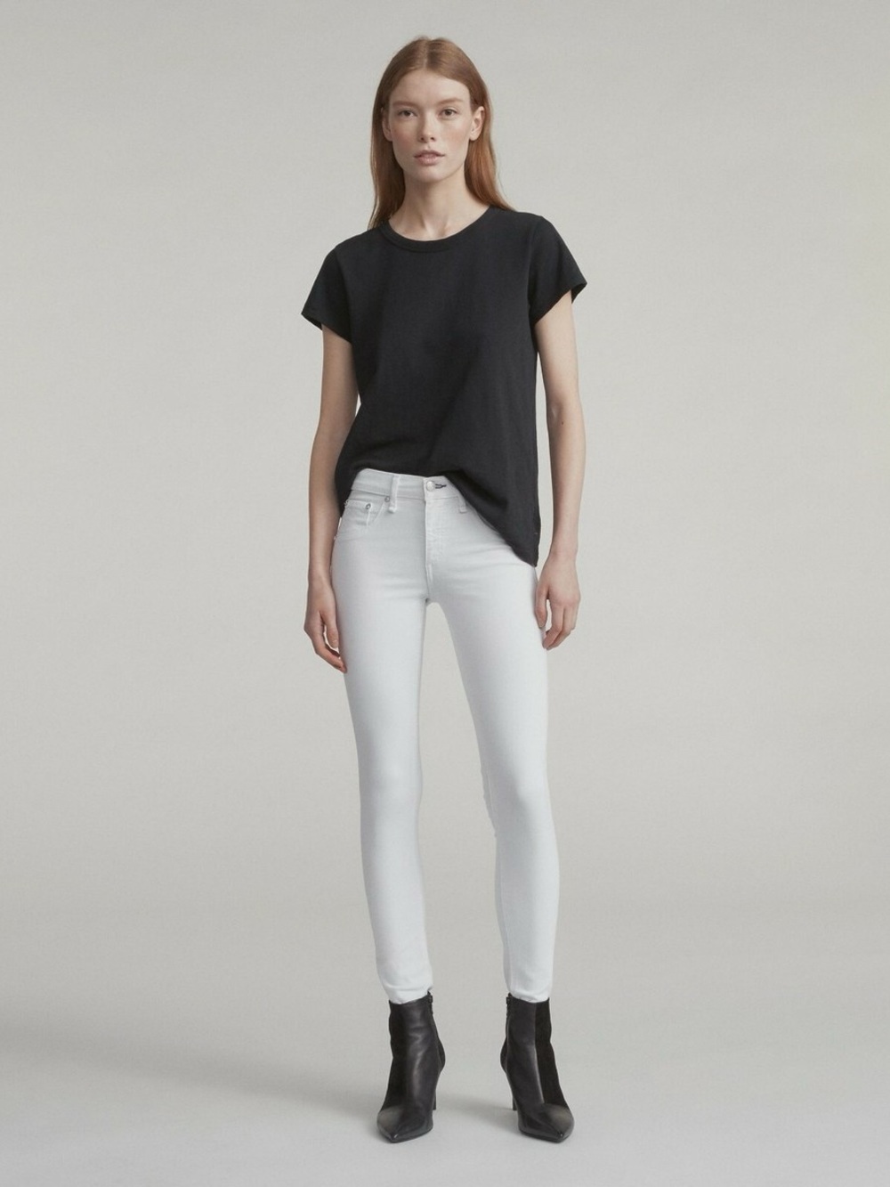 NWOT Rag & Bone Nina High Rise Ankle Skinny Jeans - White - 25